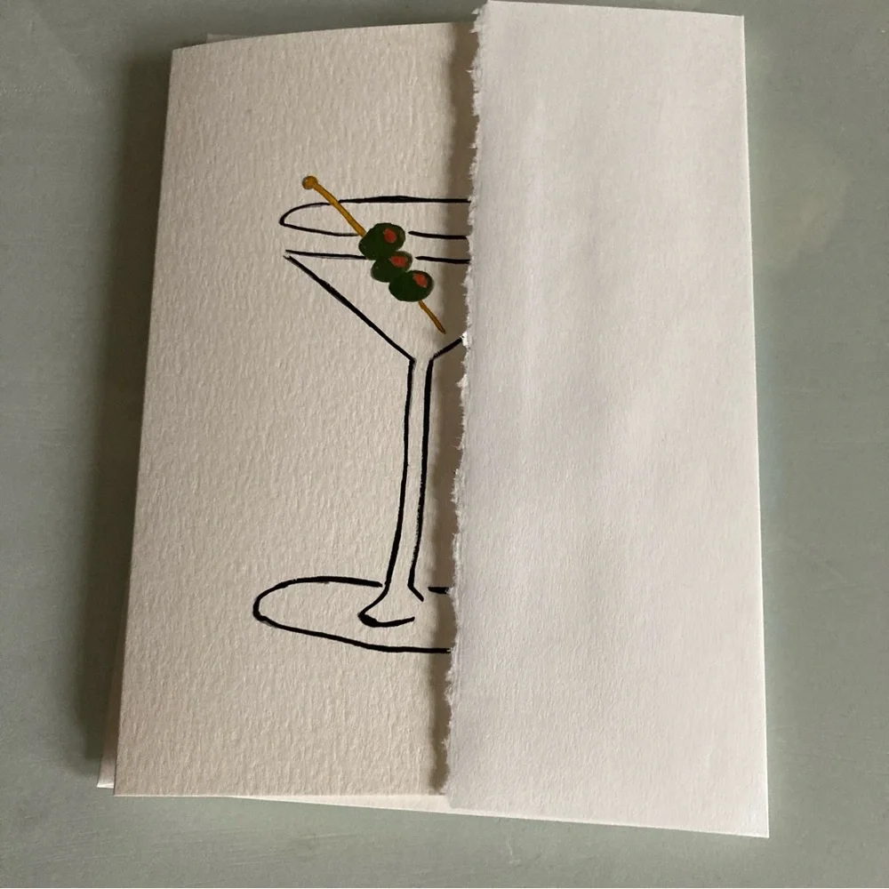 Hand Painted Martini Birthday Card